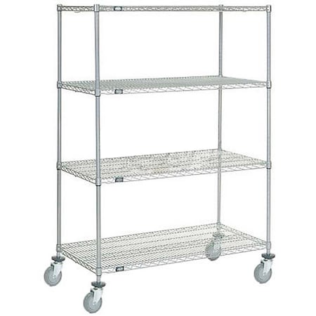 Nexel 4 Shelf Truck, Chrome, 48inW x 24inD x 69inH, Polyurethane Swivel Casters 168219